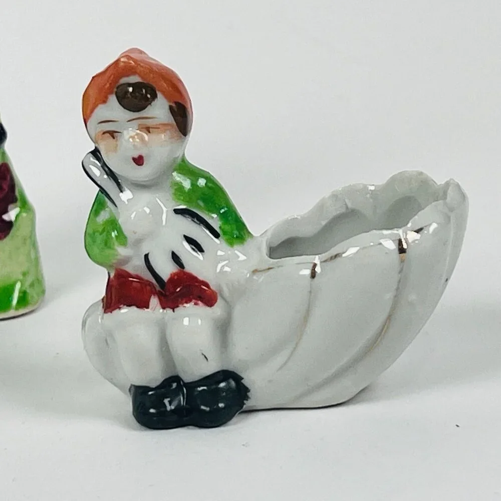 Vintage 5 Japanese Hand Painted Miniature Figurines Holland Theme Ceramic Japan